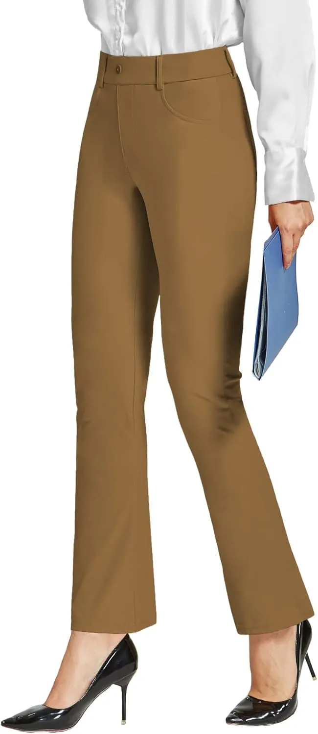 Women's Dress Pants Bootcut Stretch Work Pants Slacks Office Business Casual Golf Yoga Trousers 4 Pockets