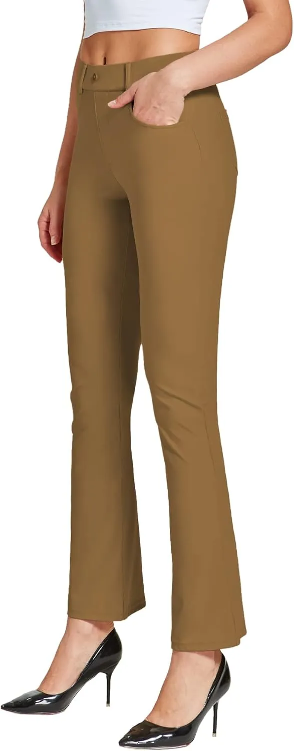 Women's Dress Pants Bootcut Stretch Work Pants Slacks Office Business Casual Golf Yoga Trousers 4 Pockets