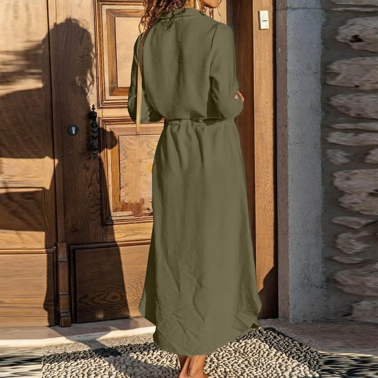 Womens Dress Summer Casual Short Sleeve Button Down Shirt Dresses Beach Cover Up Sundress with Pockets