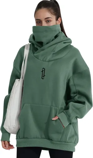 Womens Fleece Hoodie with Scarf Soft Cotton Oversized Pullover Casual Hooded Sweatshirts Fall Winter Clothes