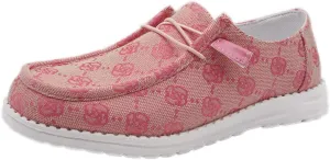 Women's Floral Pattern Canvas Loafer Shoes Ethnic Lace-up Slip-on Walking Sneakers Lightweight Breathable Arch Support Boat Shoes Comfy Unisex Footwear for Women/Men Adult/Teenagers, Pink/Blue/Brown