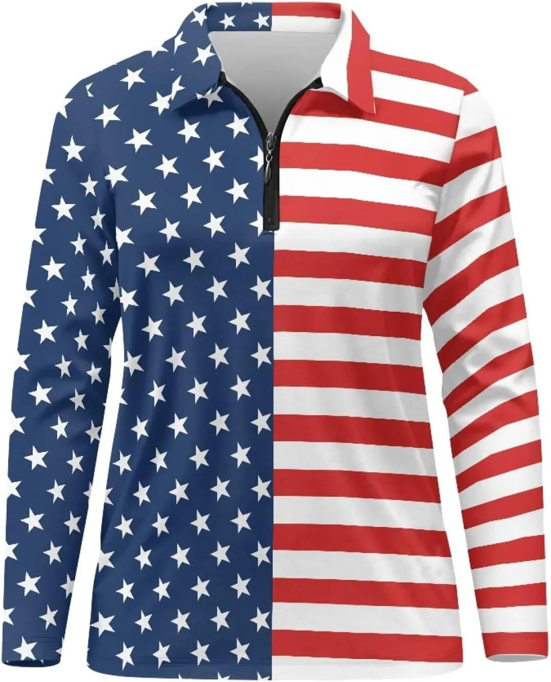 Women's Golf Polo Shirts Long Sleeve V Neck Tennis Shirt Quarter Zip Pullover Running Tops for Ladies XS-XXL