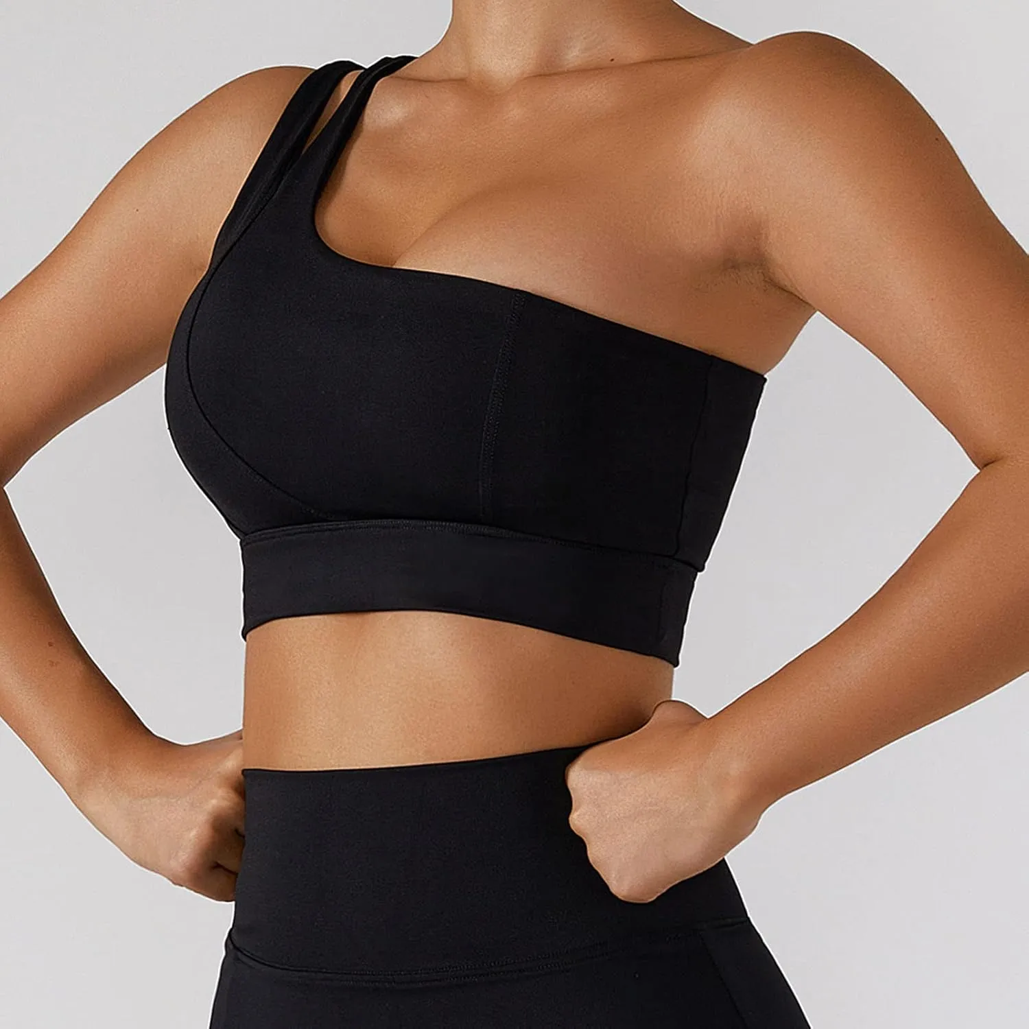 Women's High Support Sports Bra Crop One Shoulder Breathable Elasticity