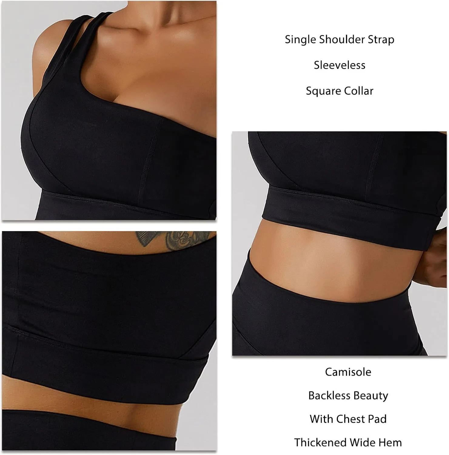 Women's High Support Sports Bra Crop One Shoulder Breathable Elasticity