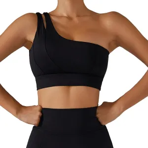 Women's High Support Sports Bra Crop One Shoulder Breathable Elasticity