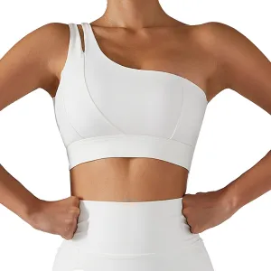 Women's High Support Sports Bra Crop One Shoulder Breathable Elasticity