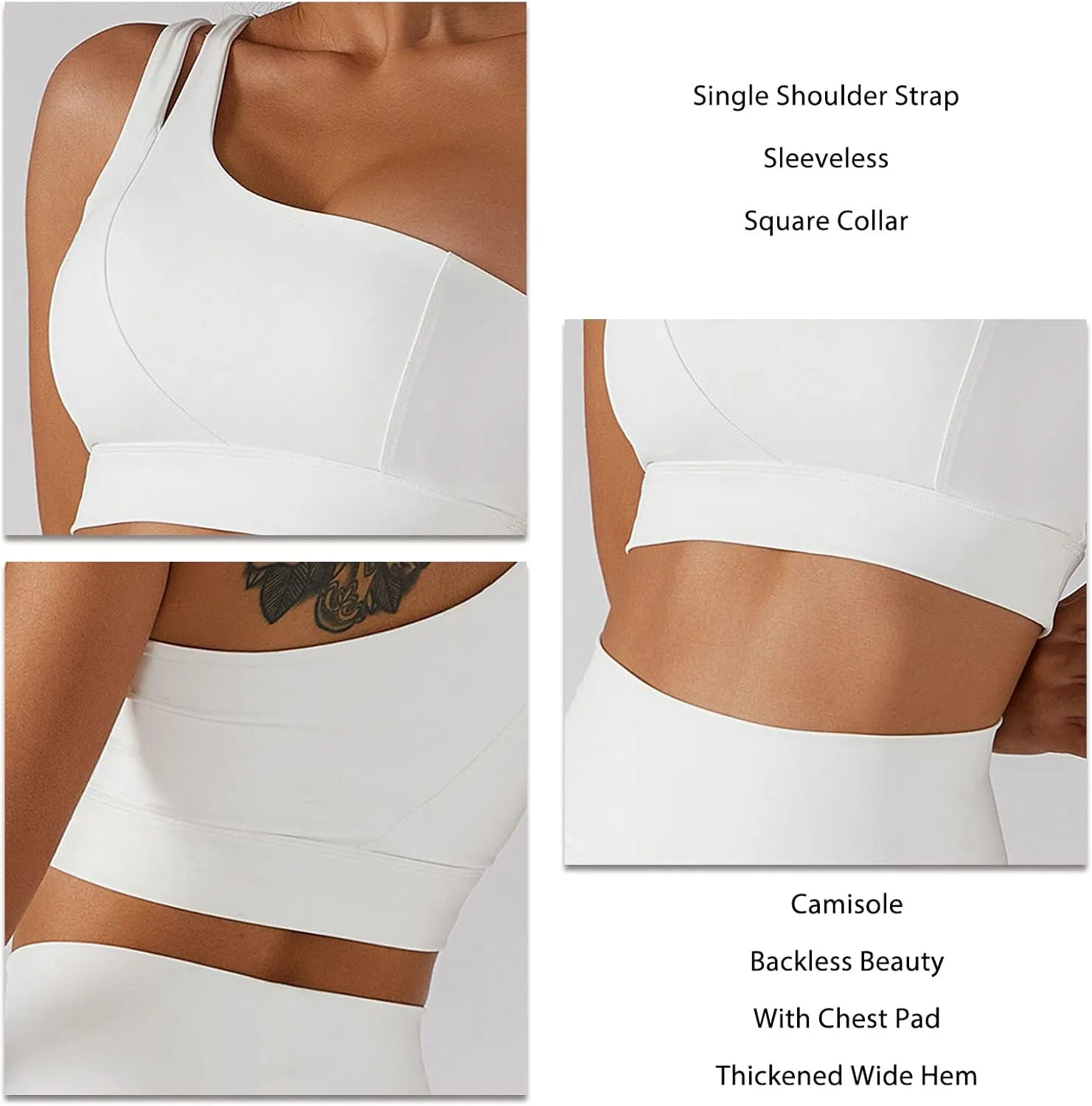 Women's High Support Sports Bra Crop One Shoulder Breathable Elasticity