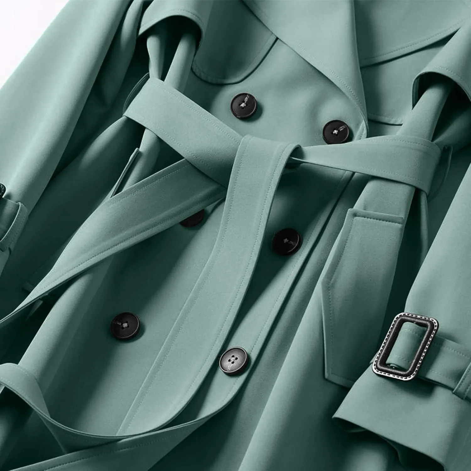 Womens Long Trench Coat Double Breasted Classic Windbreaker Belted Slim Overcoat Casual Outerwear Fashion Winter Jackets