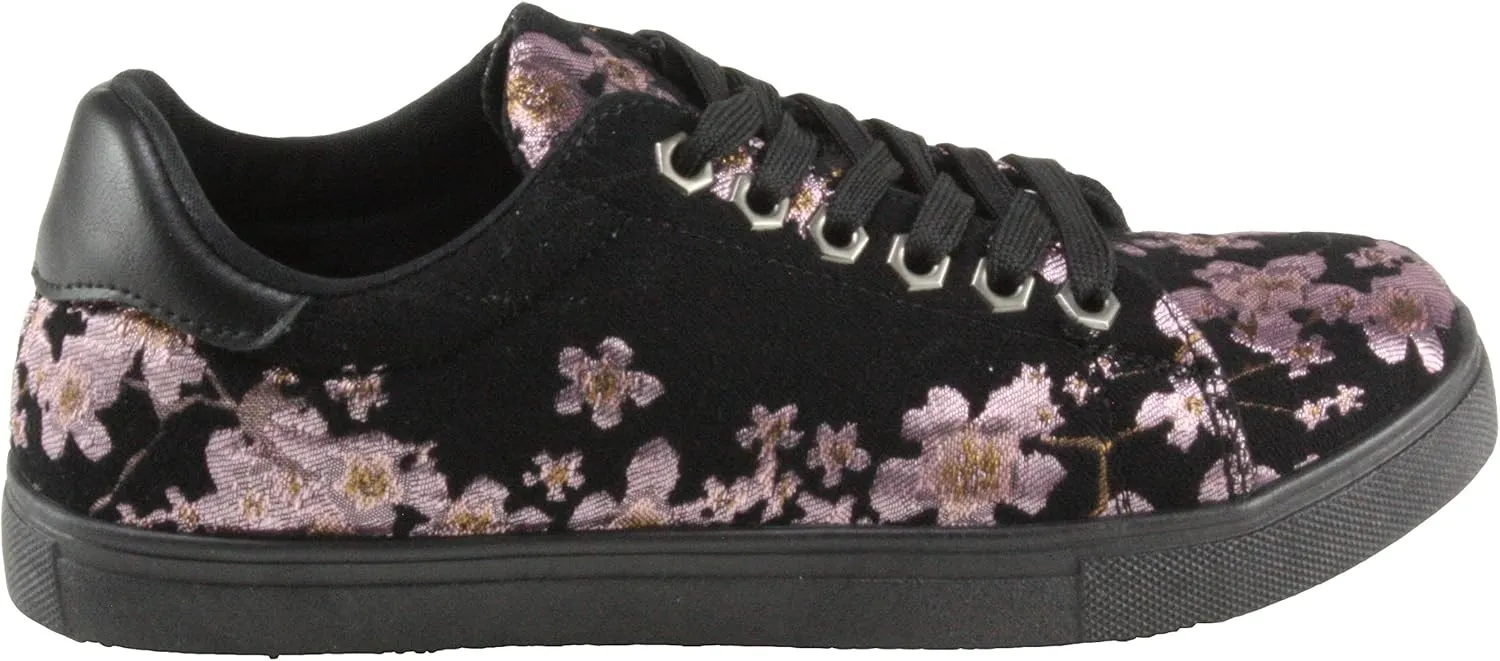 Women's Miss-6 Round-Toe Floral Lace-up Fashion Sneakers