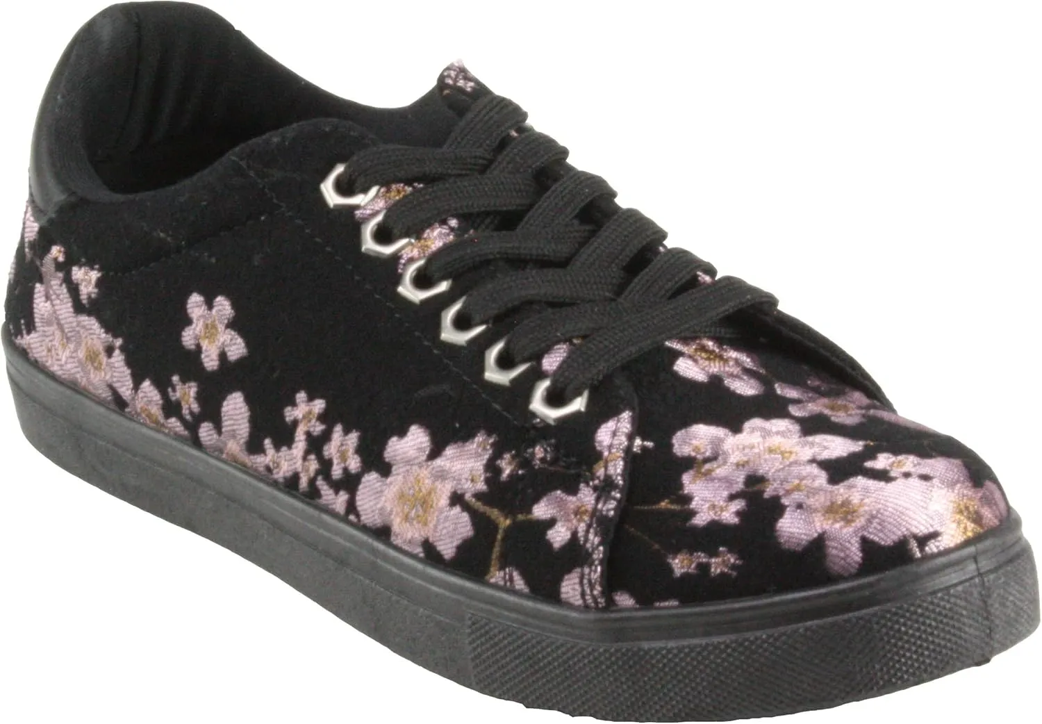 Women's Miss-6 Round-Toe Floral Lace-up Fashion Sneakers