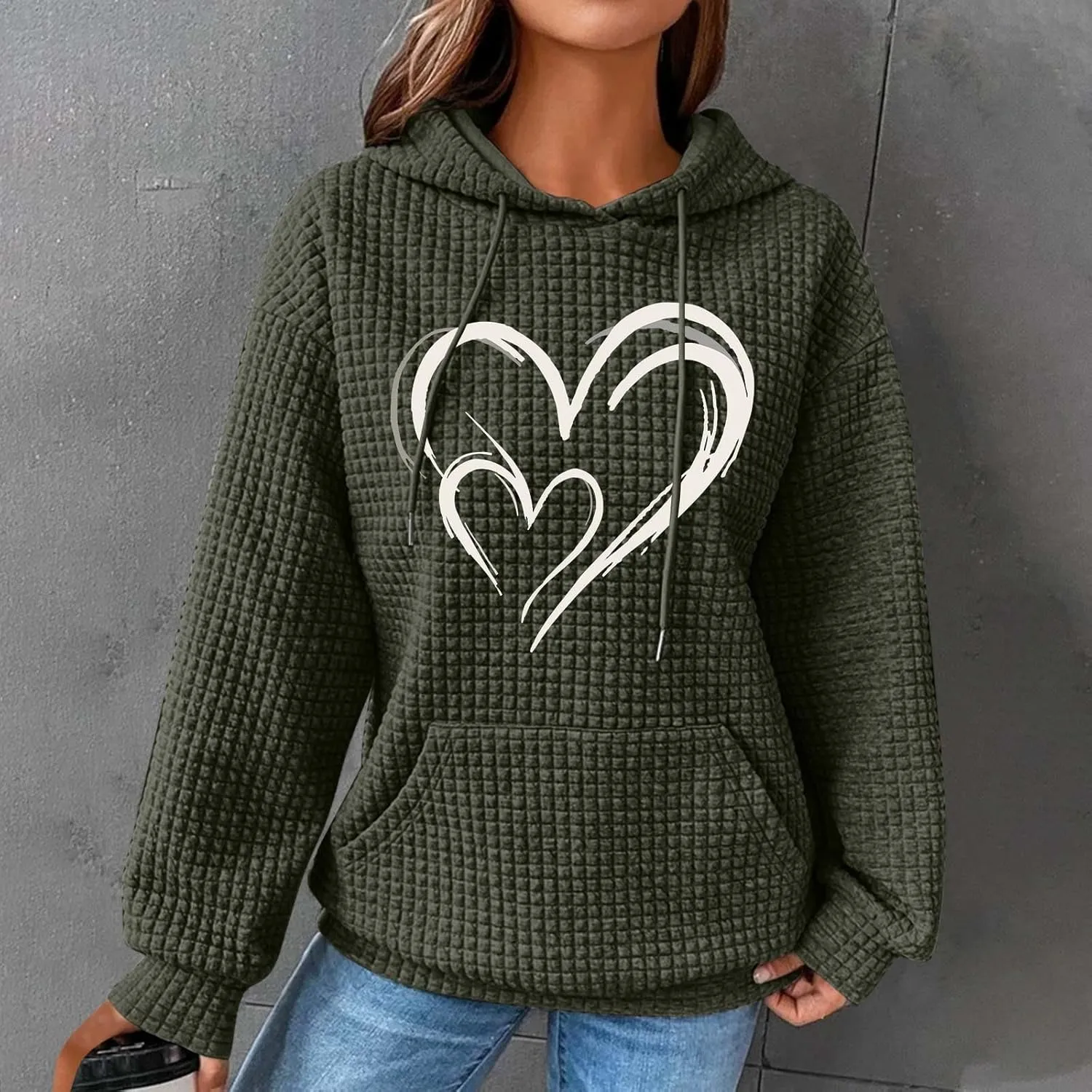 Women's Printed Oversized Hoodies,2024 Casual Crew Neck Long Sleeve Sweatshirts,Pullover Tunic Cute Winter