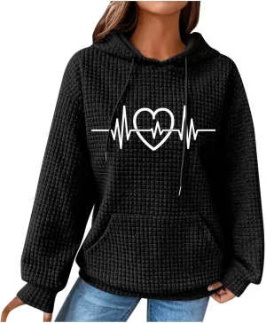 Women's Printed Oversized Hoodies,2024 Casual Crew Neck Long Sleeve Sweatshirts,Pullover Tunic Cute Winter