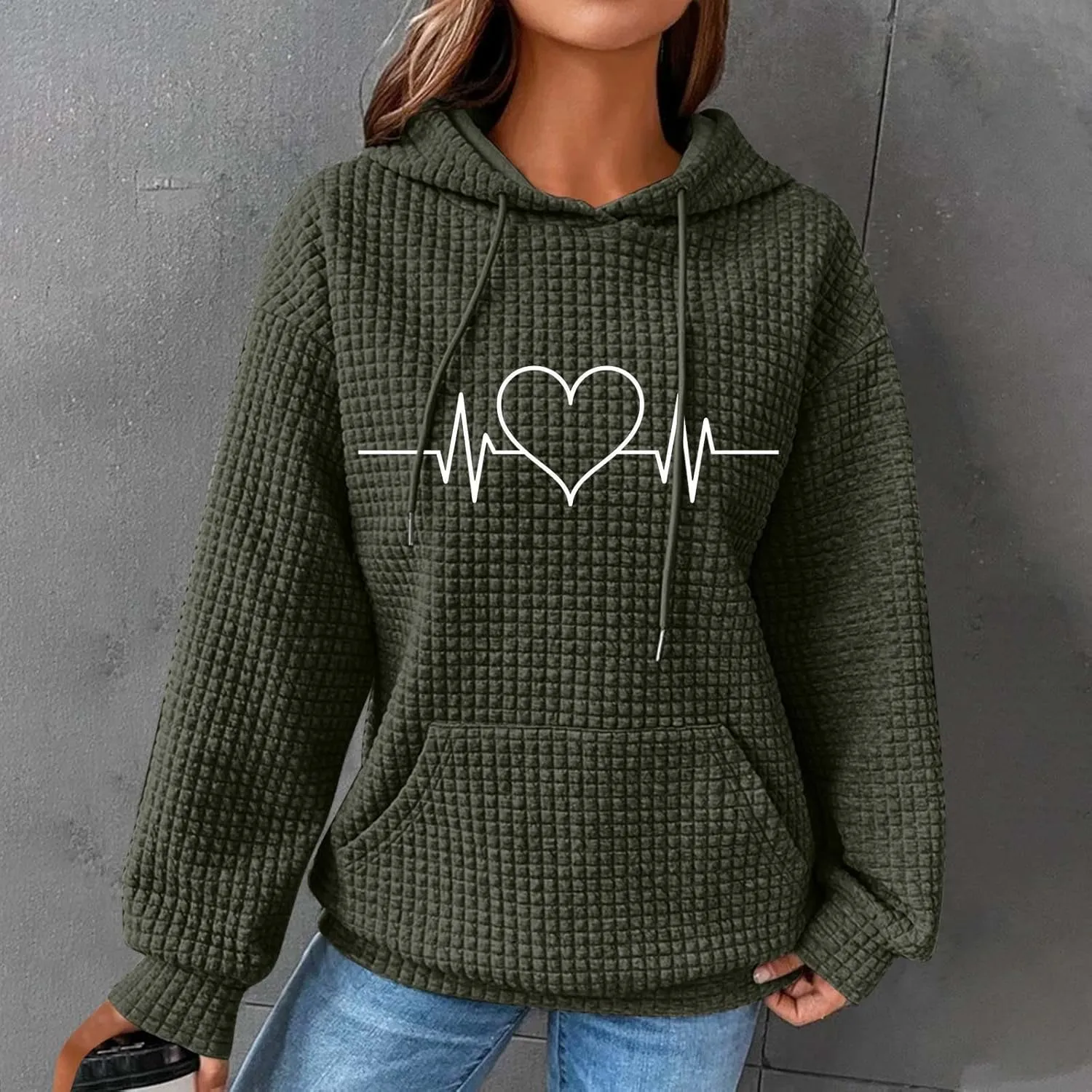 Women's Printed Oversized Hoodies,2024 Casual Crew Neck Long Sleeve Sweatshirts,Pullover Tunic Cute Winter