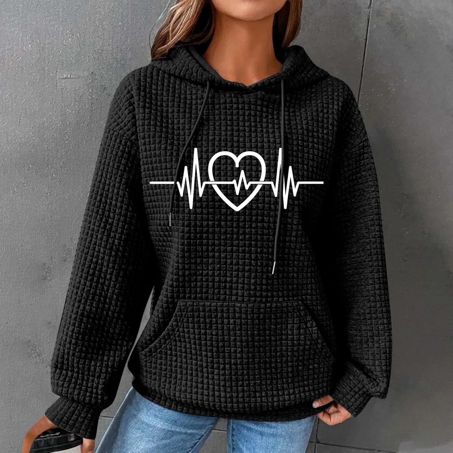 Women's Printed Oversized Hoodies,2024 Casual Crew Neck Long Sleeve Sweatshirts,Pullover Tunic Cute Winter