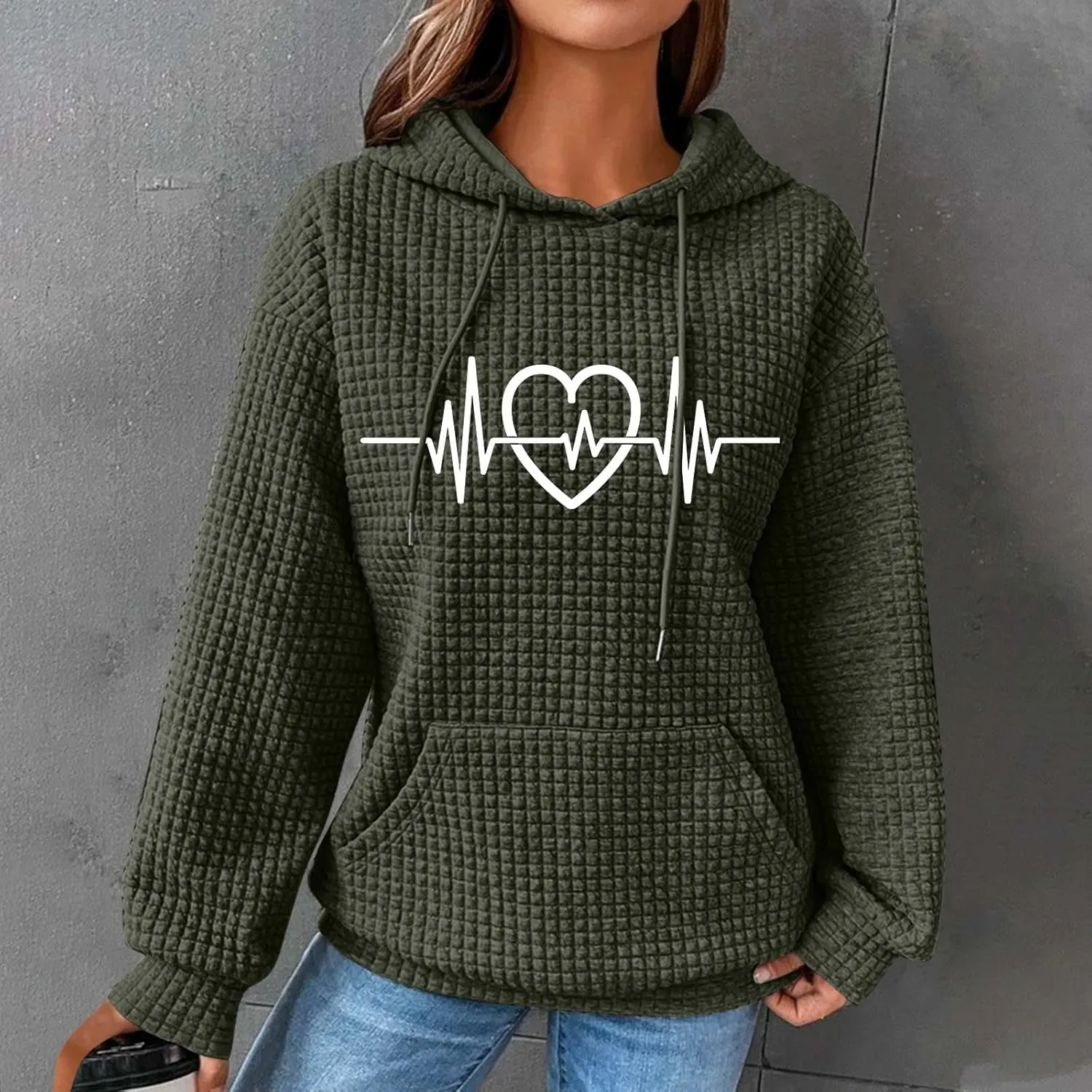 Women's Printed Oversized Hoodies,2024 Casual Crew Neck Long Sleeve Sweatshirts,Pullover Tunic Cute Winter
