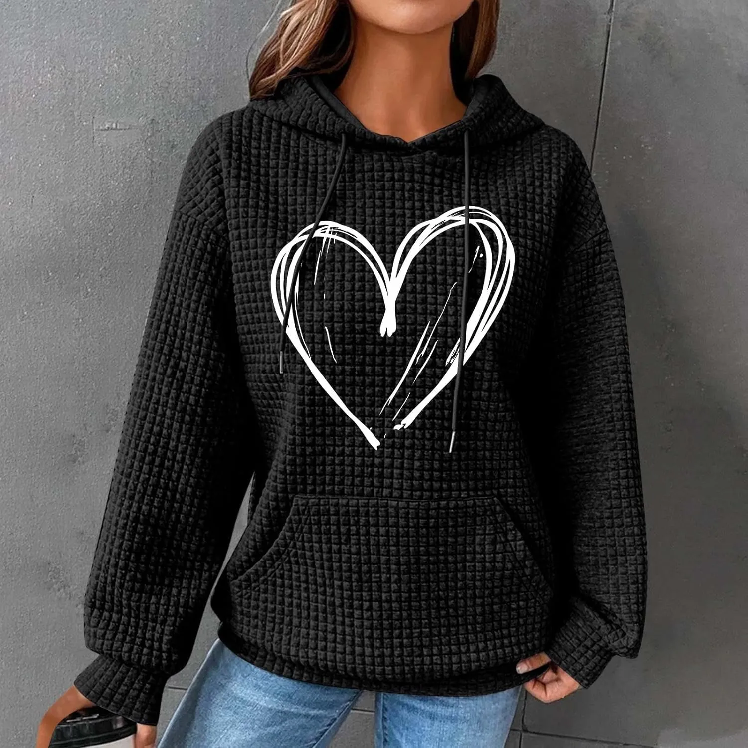 Women's Printed Oversized Hoodies,2024 Casual Crew Neck Long Sleeve Sweatshirts,Pullover Tunic Cute Winter