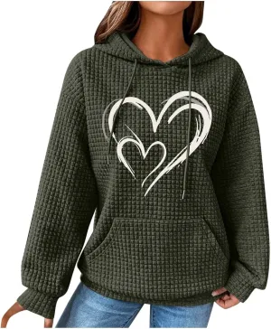Women's Printed Oversized Hoodies,2024 Casual Crew Neck Long Sleeve Sweatshirts,Pullover Tunic Cute Winter