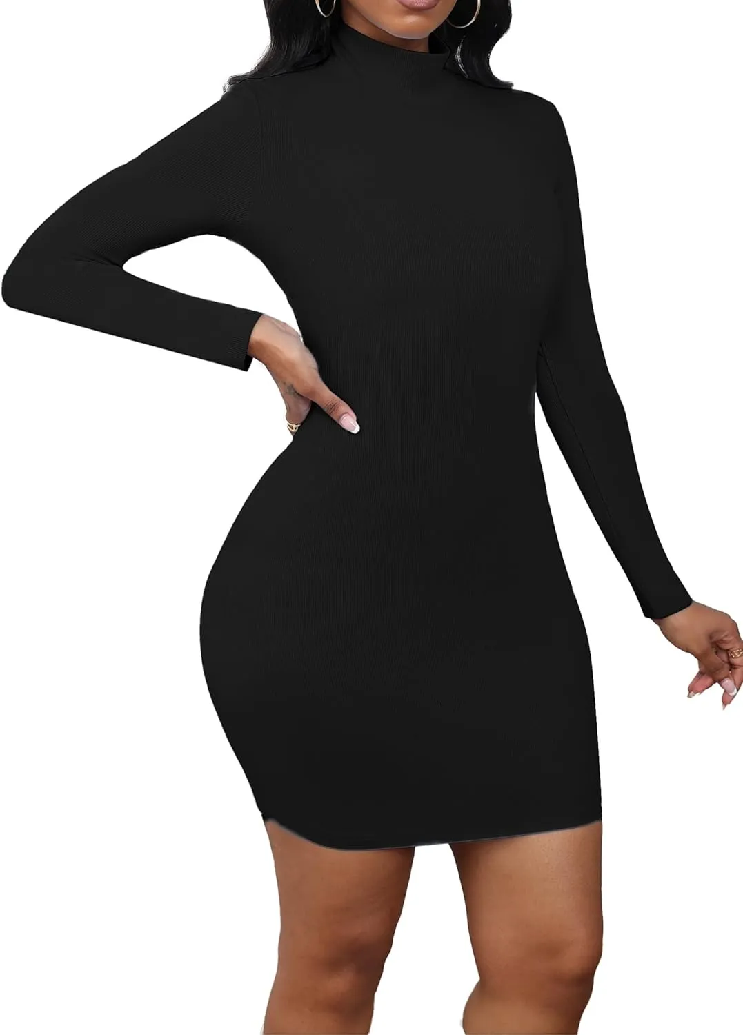 Womens Sexy Backless Bodycon Clubbing Going Out Mocked Neck Mini Short Dress