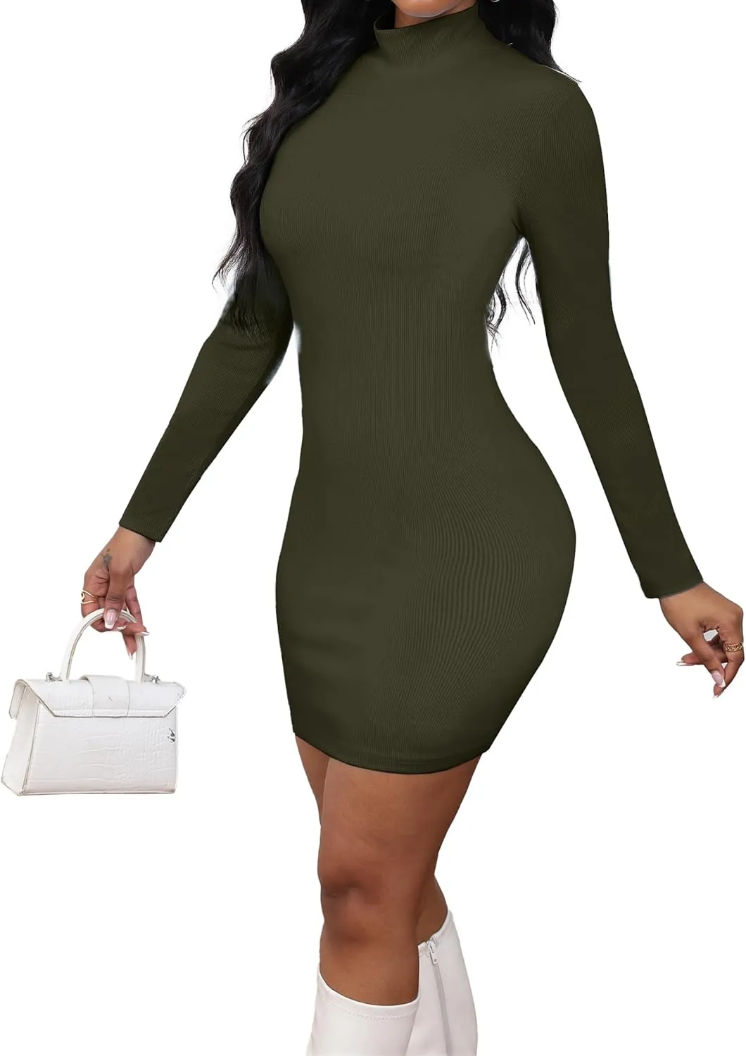 Womens Sexy Backless Bodycon Clubbing Going Out Mocked Neck Mini Short Dress