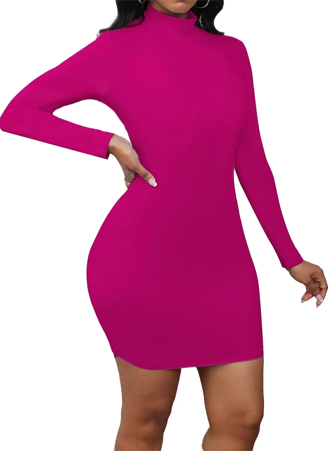 Womens Sexy Backless Bodycon Clubbing Going Out Mocked Neck Mini Short Dress
