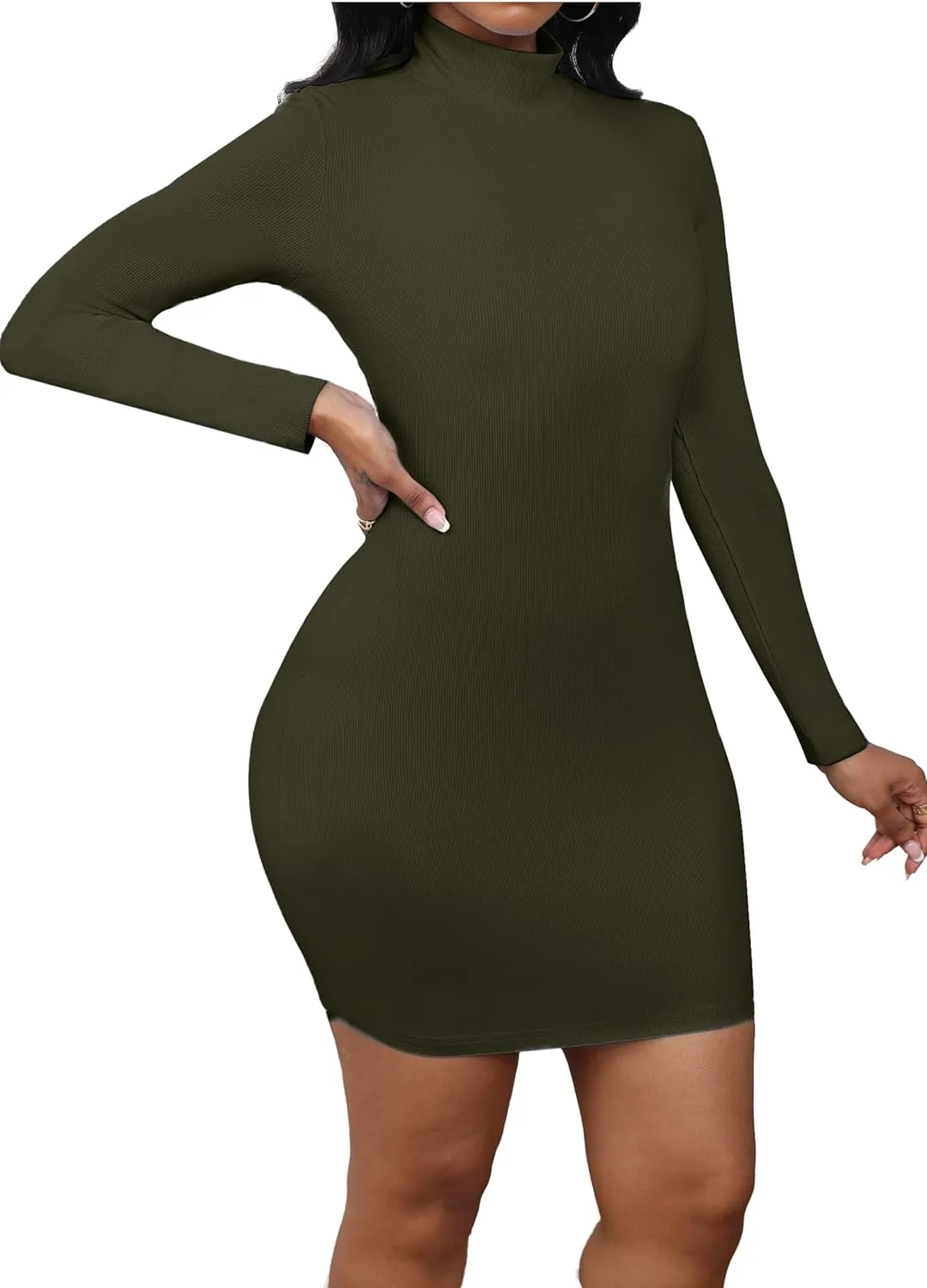 Womens Sexy Backless Bodycon Clubbing Going Out Mocked Neck Mini Short Dress
