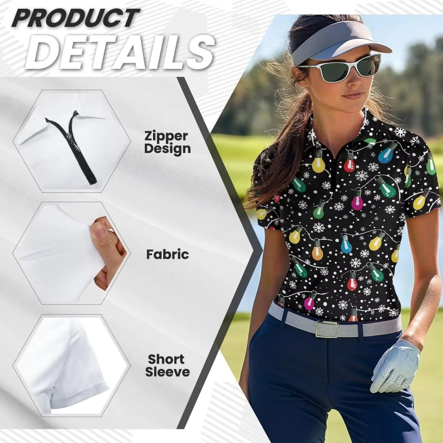 Women's Short Sleeve Golf Shirts Moisture Wicking Quarter Zip Athletic Casual Sports Tennis Pullover Workout Tops