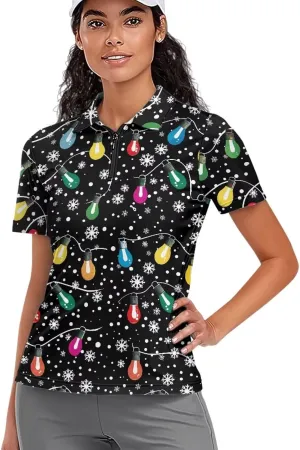 Women's Short Sleeve Golf Shirts Moisture Wicking Quarter Zip Athletic Casual Sports Tennis Pullover Workout Tops