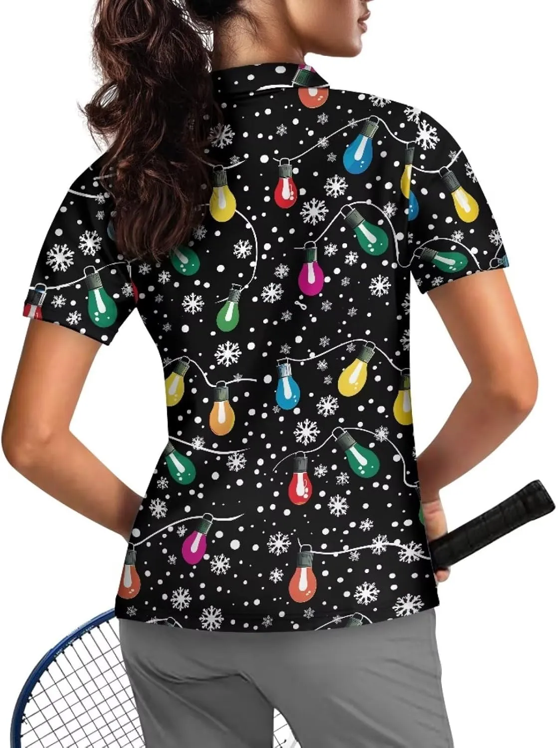 Women's Short Sleeve Golf Shirts Moisture Wicking Quarter Zip Athletic Casual Sports Tennis Pullover Workout Tops