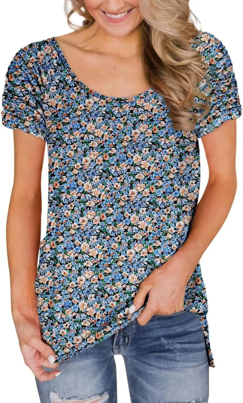 Womens Short Sleeve Tops Casual Solid Color Ladies Summer Shirts Dressy Plus Size T Shirts