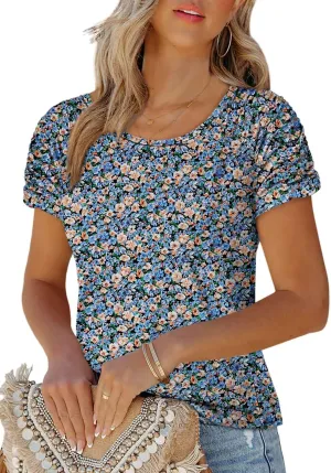 Womens Short Sleeve Tops Casual Solid Color Ladies Summer Shirts Dressy Plus Size T Shirts