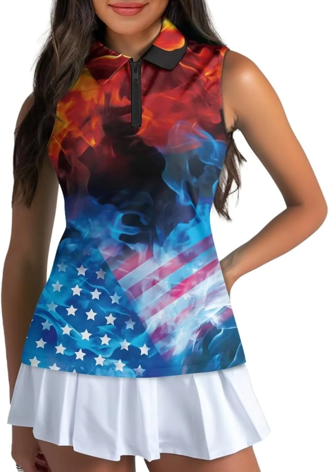 Women's Sleeveless Golf Shirts Moisture Wicking Tennis Shirt Dry Fit 1/4 Zip Sports Tank Tops Collared Slim XS-XXL