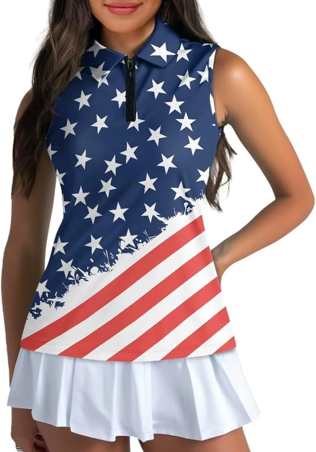 Women's Sleeveless Golf Shirts Moisture Wicking Tennis Shirt Dry Fit 1/4 Zip Sports Tank Tops Collared Slim XS-XXL