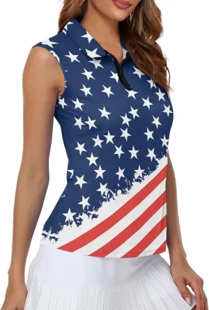 Women's Sleeveless Golf Shirts Moisture Wicking Tennis Shirt Dry Fit 1/4 Zip Sports Tank Tops Collared Slim XS-XXL