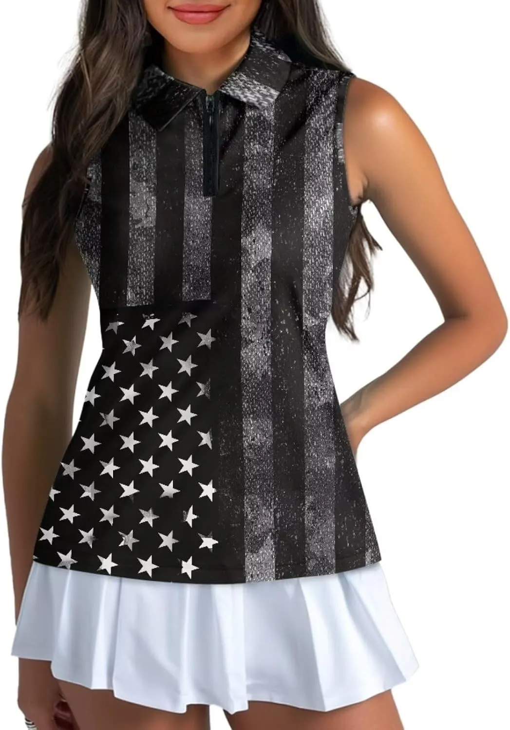Women's Sleeveless Golf Shirts Moisture Wicking Tennis Shirt Dry Fit 1/4 Zip Sports Tank Tops Collared Slim XS-XXL