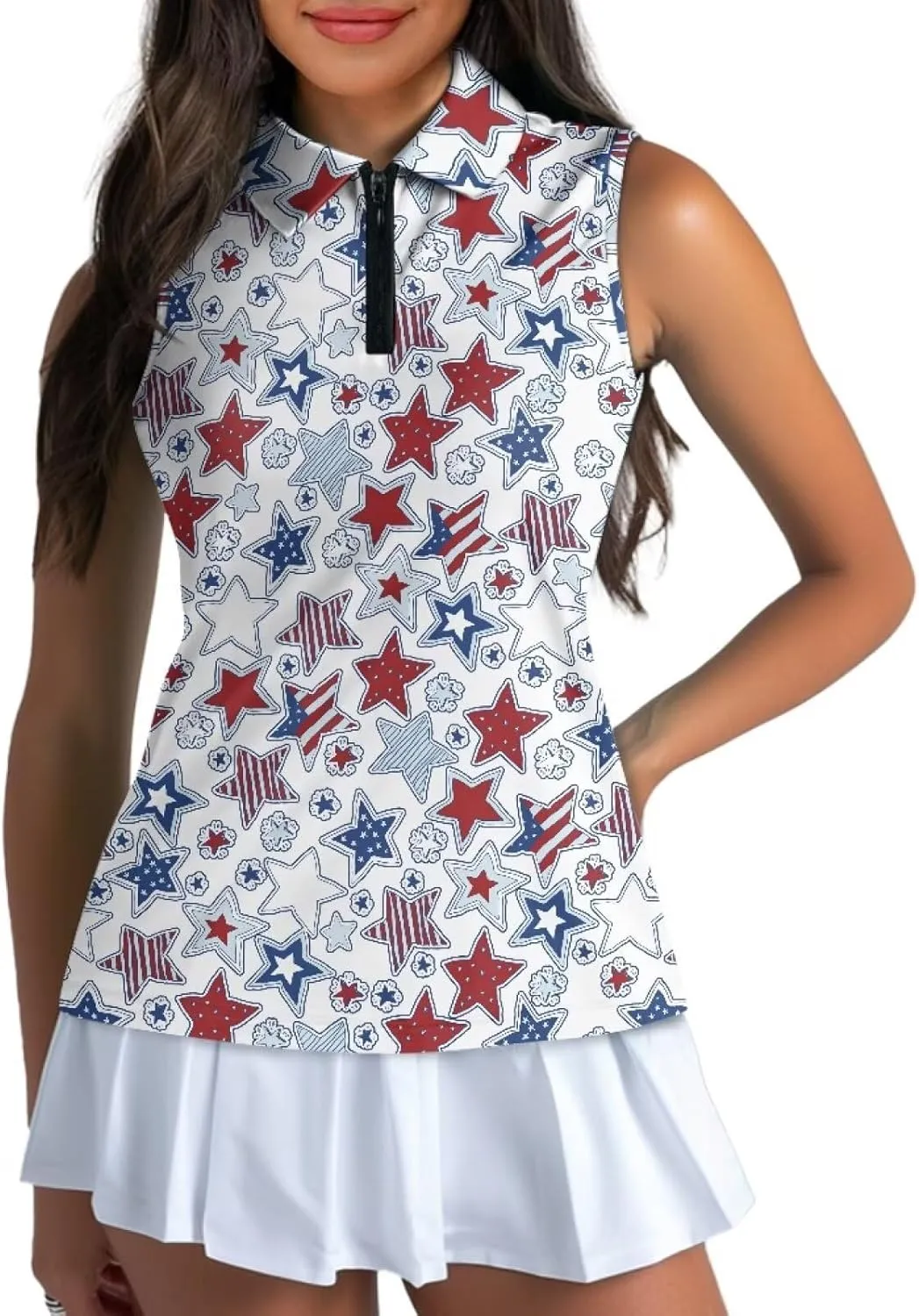 Women's Sleeveless Golf Shirts Moisture Wicking Tennis Shirt Dry Fit 1/4 Zip Sports Tank Tops Collared Slim XS-XXL