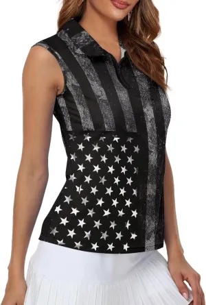 Women's Sleeveless Golf Shirts Moisture Wicking Tennis Shirt Dry Fit 1/4 Zip Sports Tank Tops Collared Slim XS-XXL