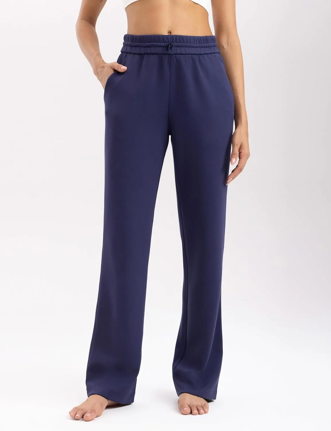 Women's Sweatpants with Pockets Elastic High Waisted Joggers Casual Straight Leg Drawstring Athletic Pants 31''