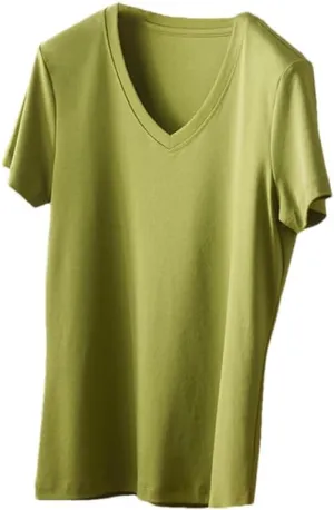 Womens T Shirts Solid Women Short Sleeve T Shirt V-Neck Loose Fit Thin Tops Casual T-Shirts