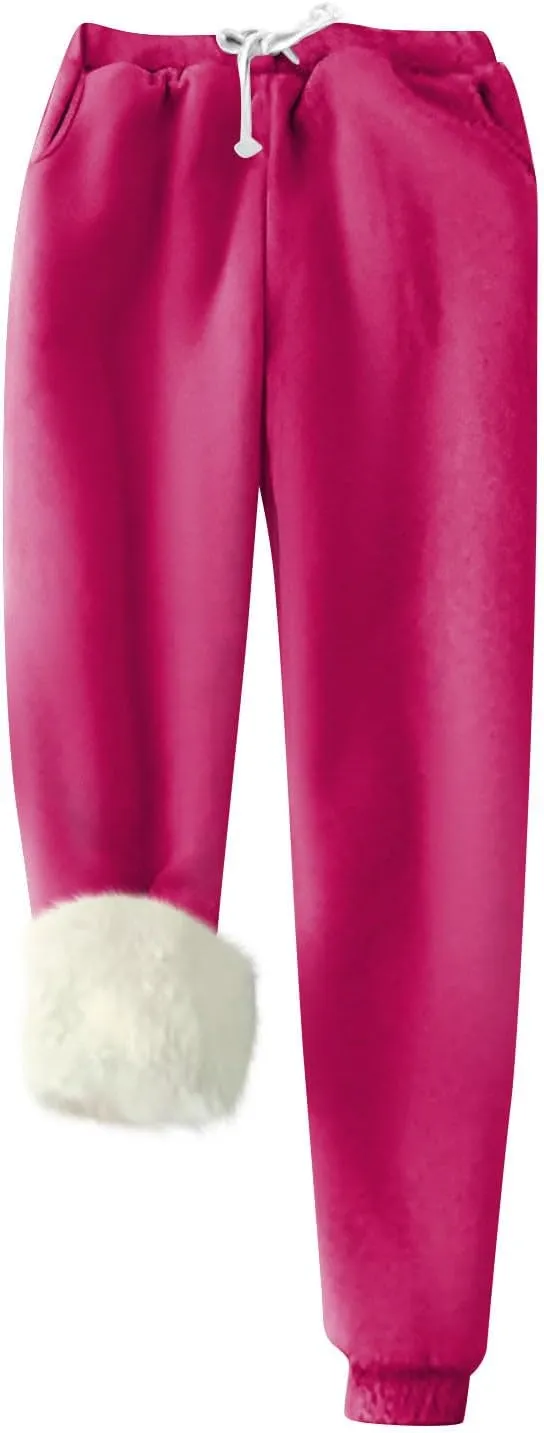 Womens Winter Warm Fleece Pants Sherpa Lined Sweatpants Jogger Outdoor Athletic Active Lounge Pants