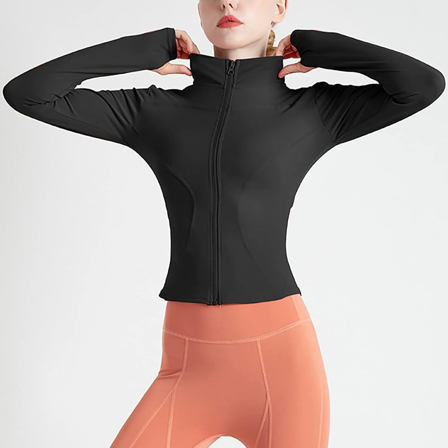Women's Yoga Activewear Zipper Front Sports Tops Long Sleeve Sports Cropped Tops Women Jacket