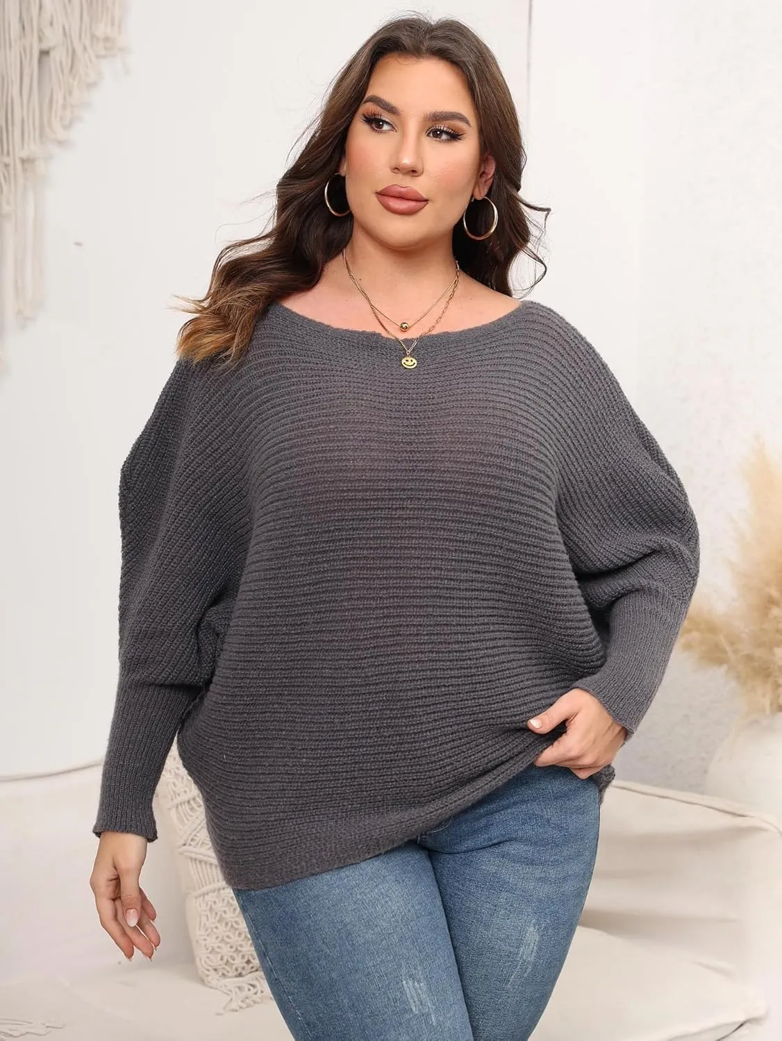 Woolicity Oversized Sweaters for Women 2024 Fall Pullover Off Shoulder Cable Knit Plus Size Sweaters