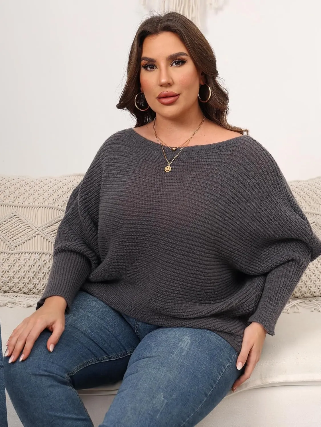 Woolicity Oversized Sweaters for Women 2024 Fall Pullover Off Shoulder Cable Knit Plus Size Sweaters