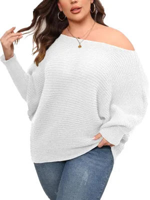 Woolicity Oversized Sweaters for Women 2024 Fall Pullover Off Shoulder Cable Knit Plus Size Sweaters