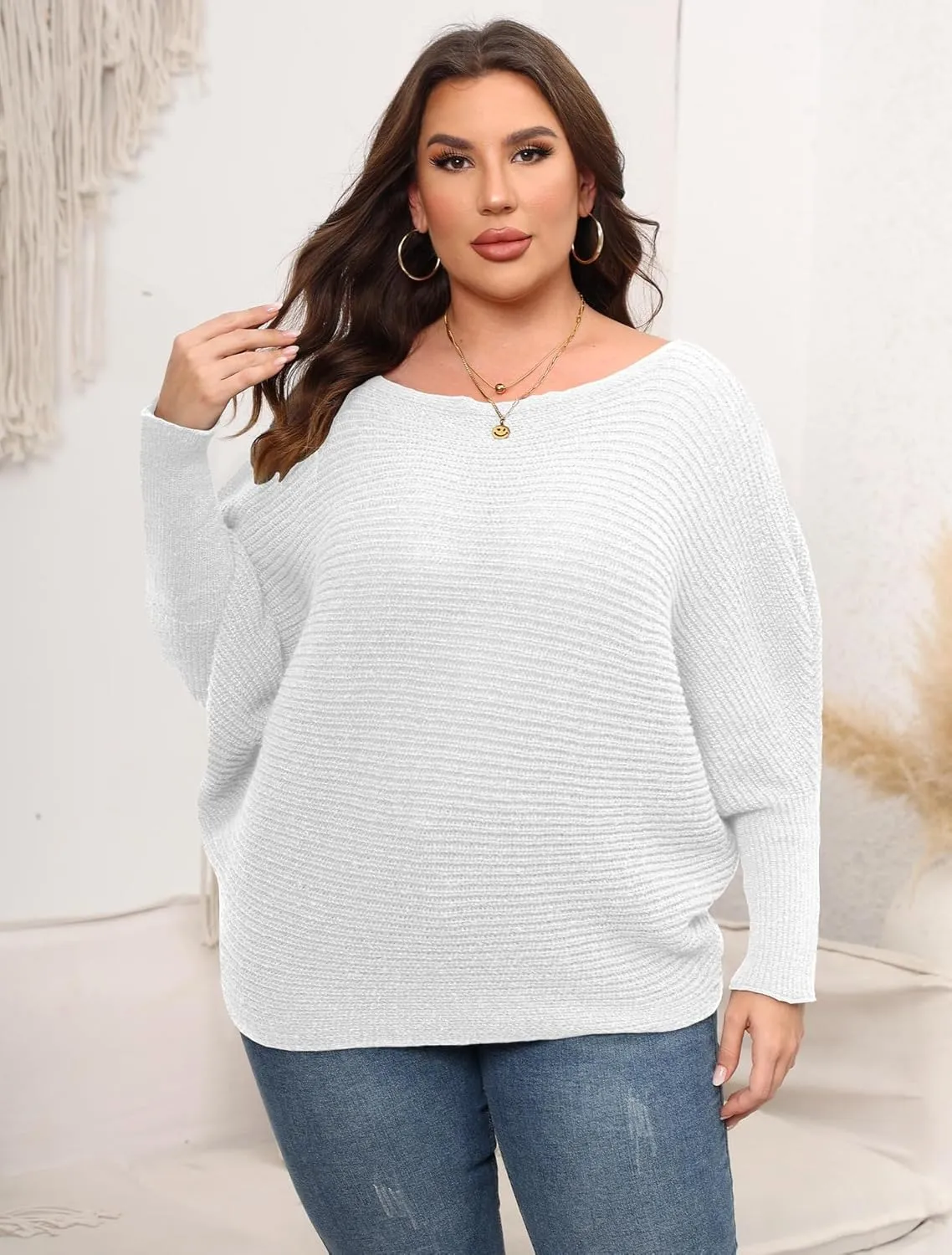 Woolicity Oversized Sweaters for Women 2024 Fall Pullover Off Shoulder Cable Knit Plus Size Sweaters