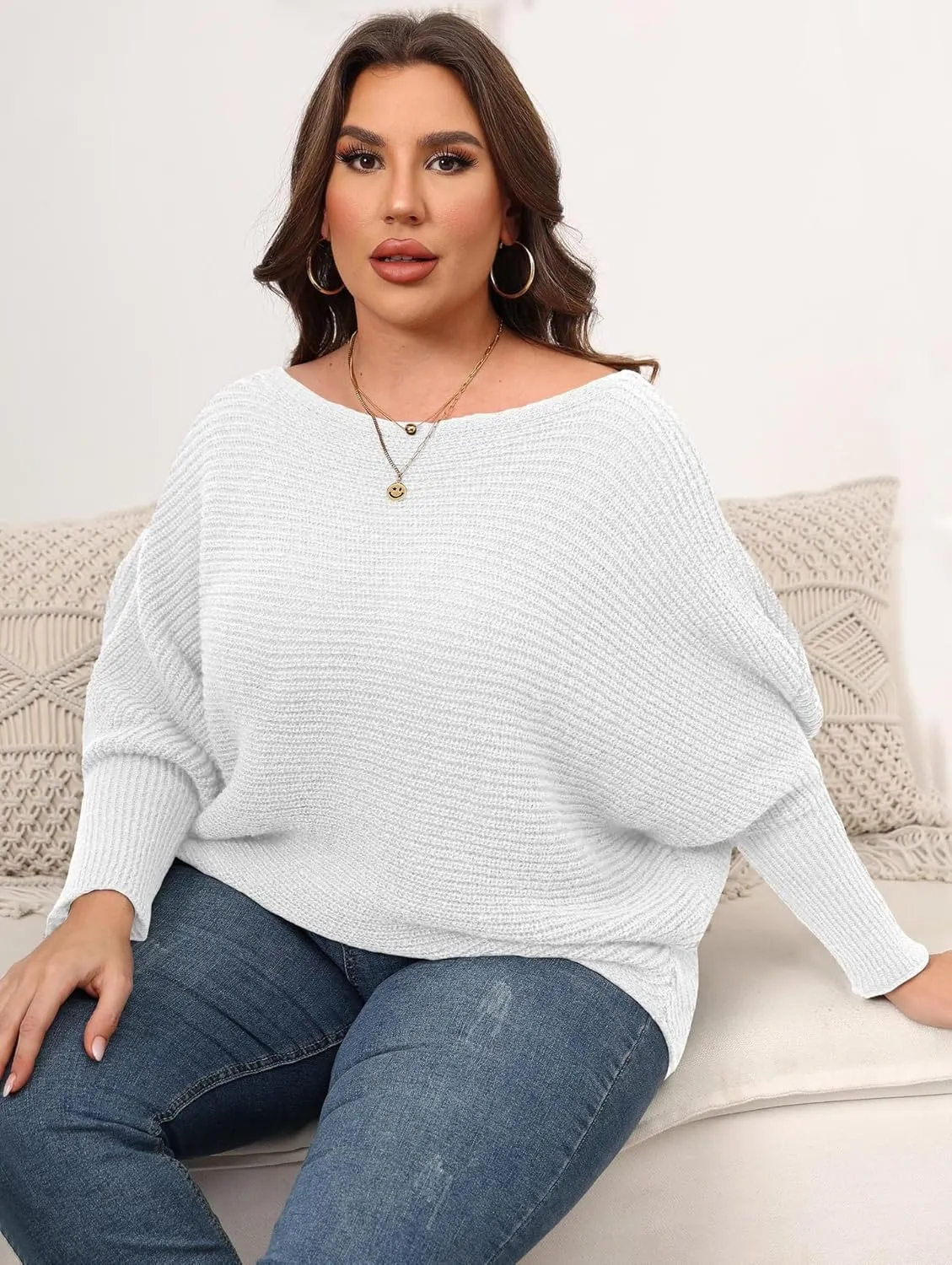 Woolicity Oversized Sweaters for Women 2024 Fall Pullover Off Shoulder Cable Knit Plus Size Sweaters