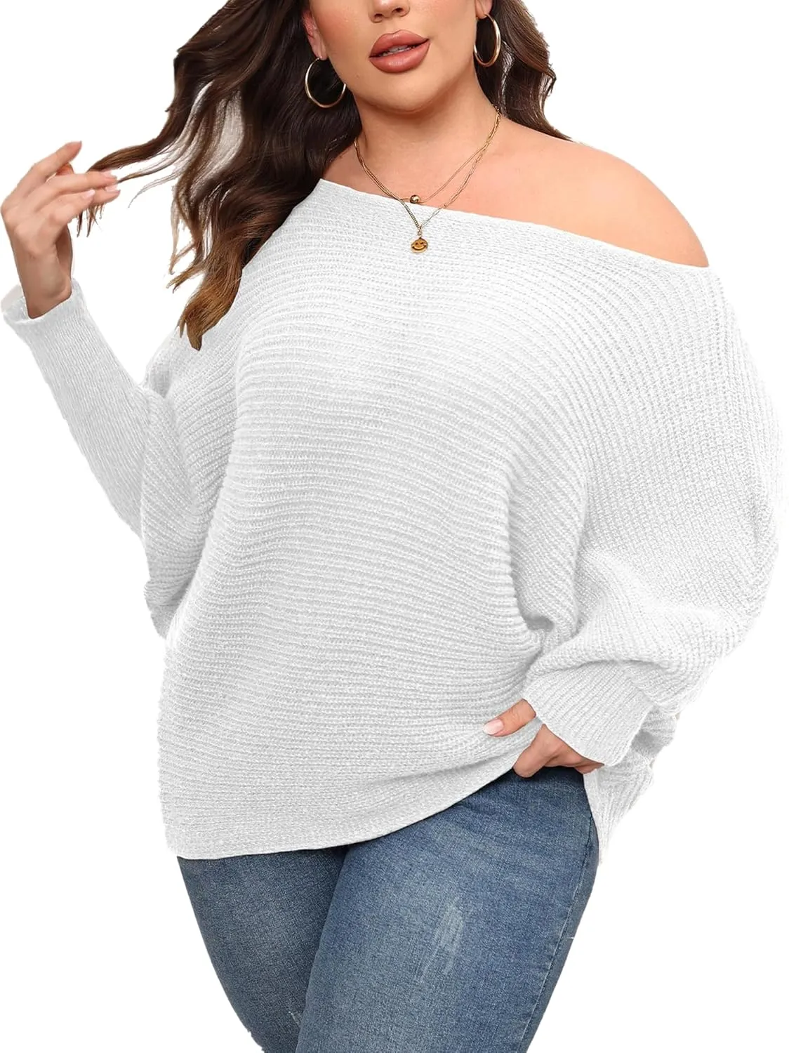 Woolicity Oversized Sweaters for Women 2024 Fall Pullover Off Shoulder Cable Knit Plus Size Sweaters