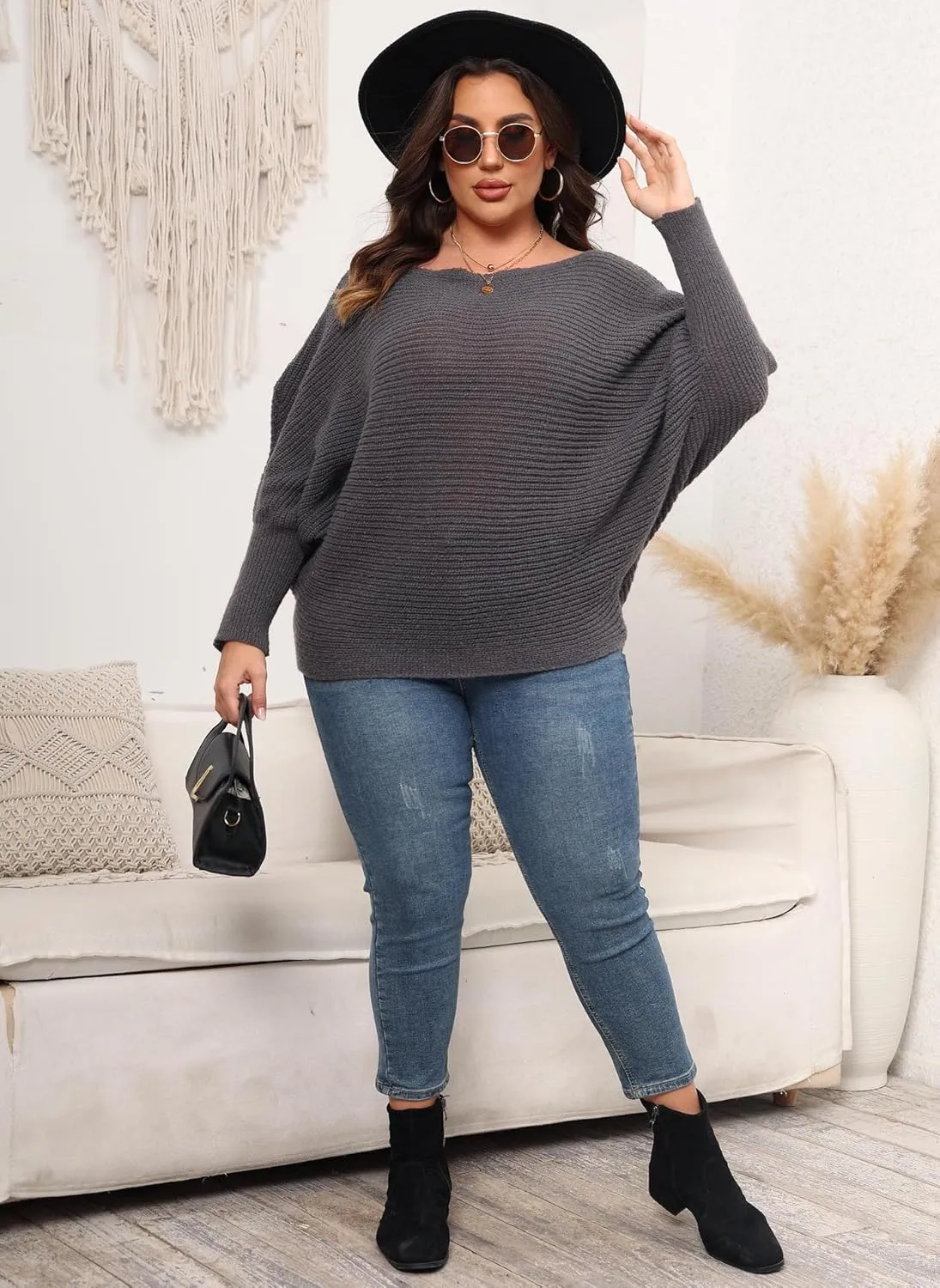 Woolicity Oversized Sweaters for Women 2024 Fall Pullover Off Shoulder Cable Knit Plus Size Sweaters