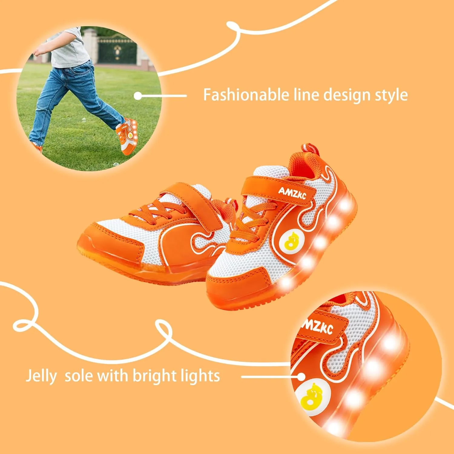 ZKA Light Up Shoes for Boys AMD Girls Toddler Size 5 to Little Kid Size 13 Walking Running Tennis Casual Fashion Sport