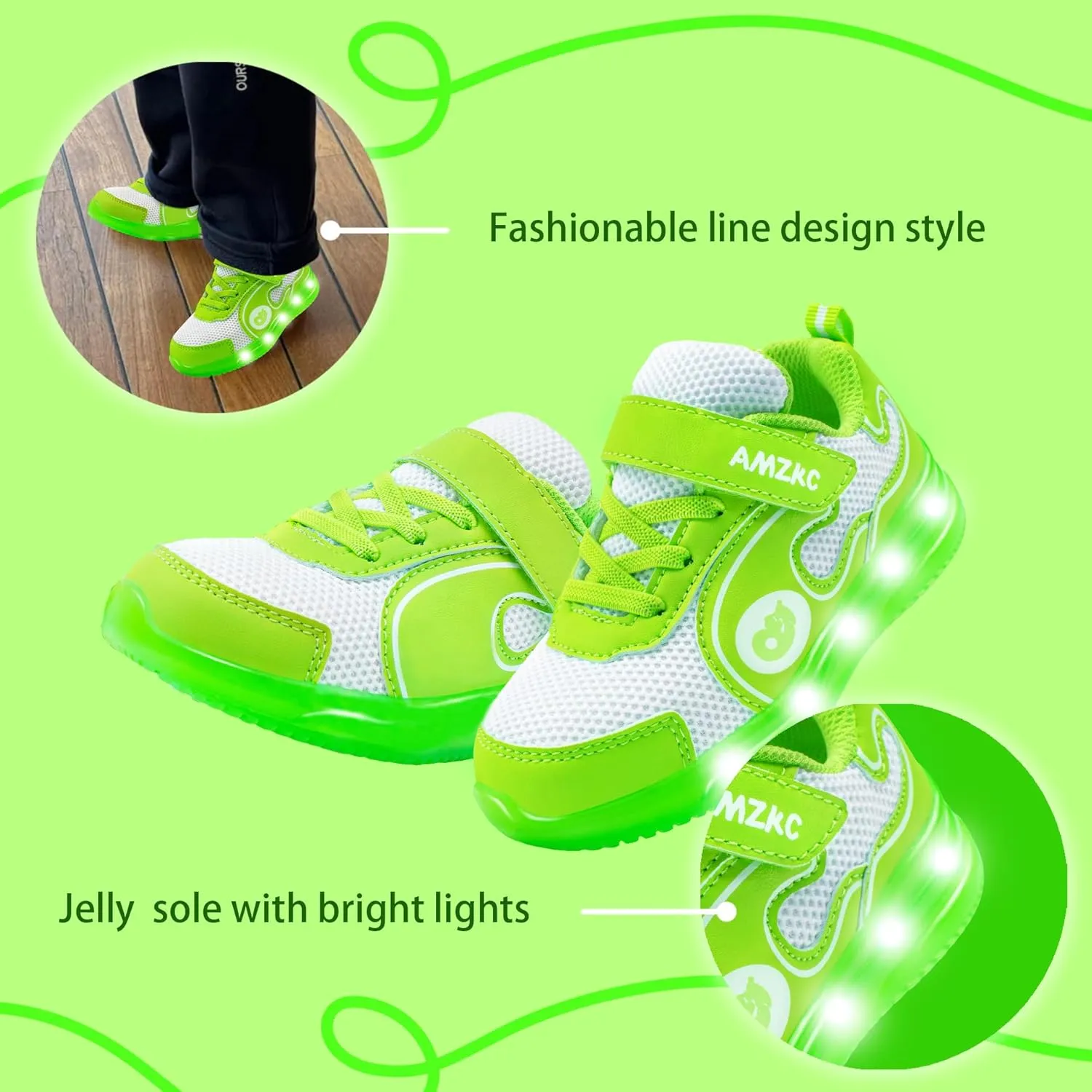 ZKA Light Up Shoes for Boys AMD Girls Toddler Size 5 to Little Kid Size 13 Walking Running Tennis Casual Fashion Sport