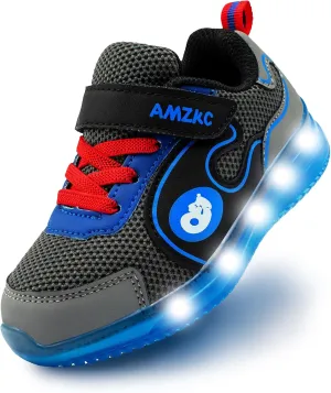 ZKA Light Up Shoes for Boys AMD Girls Toddler Size 5 to Little Kid Size 13 Walking Running Tennis Casual Fashion Sport